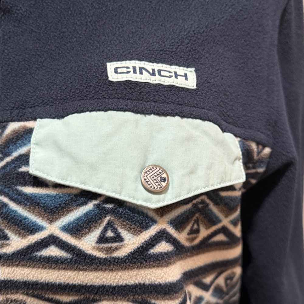 Cinch Navy And Patterned Button-Up Pullover - image 2